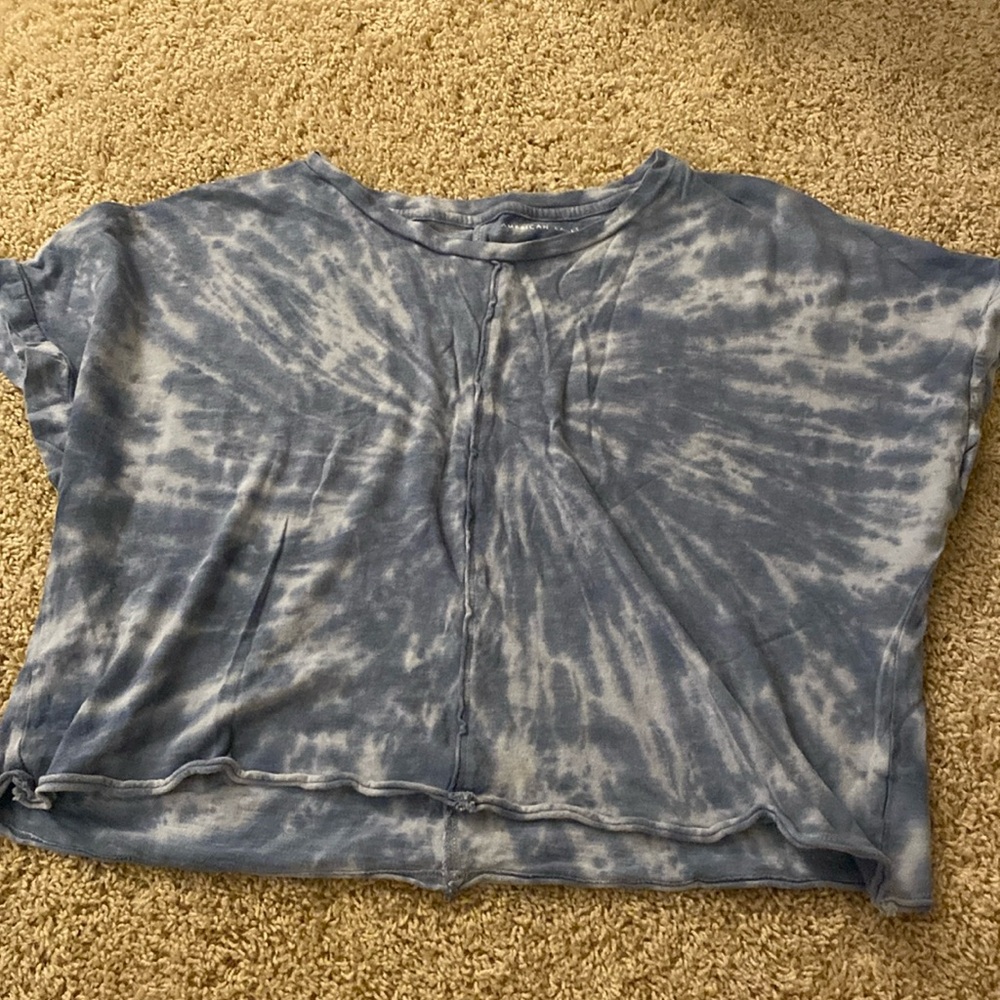 American Eagle Blue Tie-Dye Crop Top